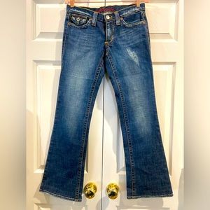 Plastic By Gly Bootcut Jeans Women's Size 9 Blue Low Rise Dark Wash 5-Pocket